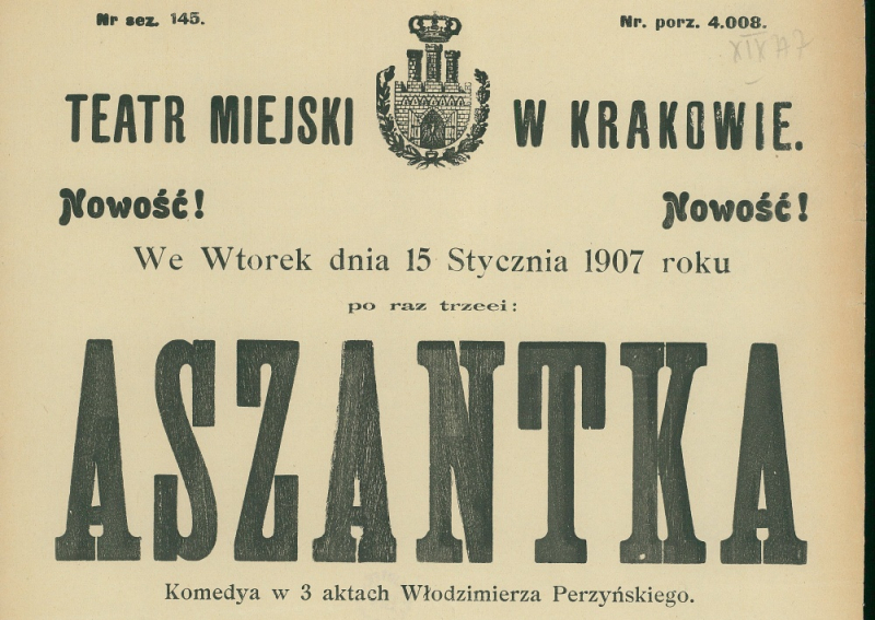 Obrazek w treści Teatr Telewizji: „Aszantka” – sztuka na podstawie komedii Włodzimierza Perzyńskiego [jpg]