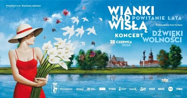 Oficjalny plakat koncertu "Wianki nad Wisłą. Dźwięki wolności" od TVN. 